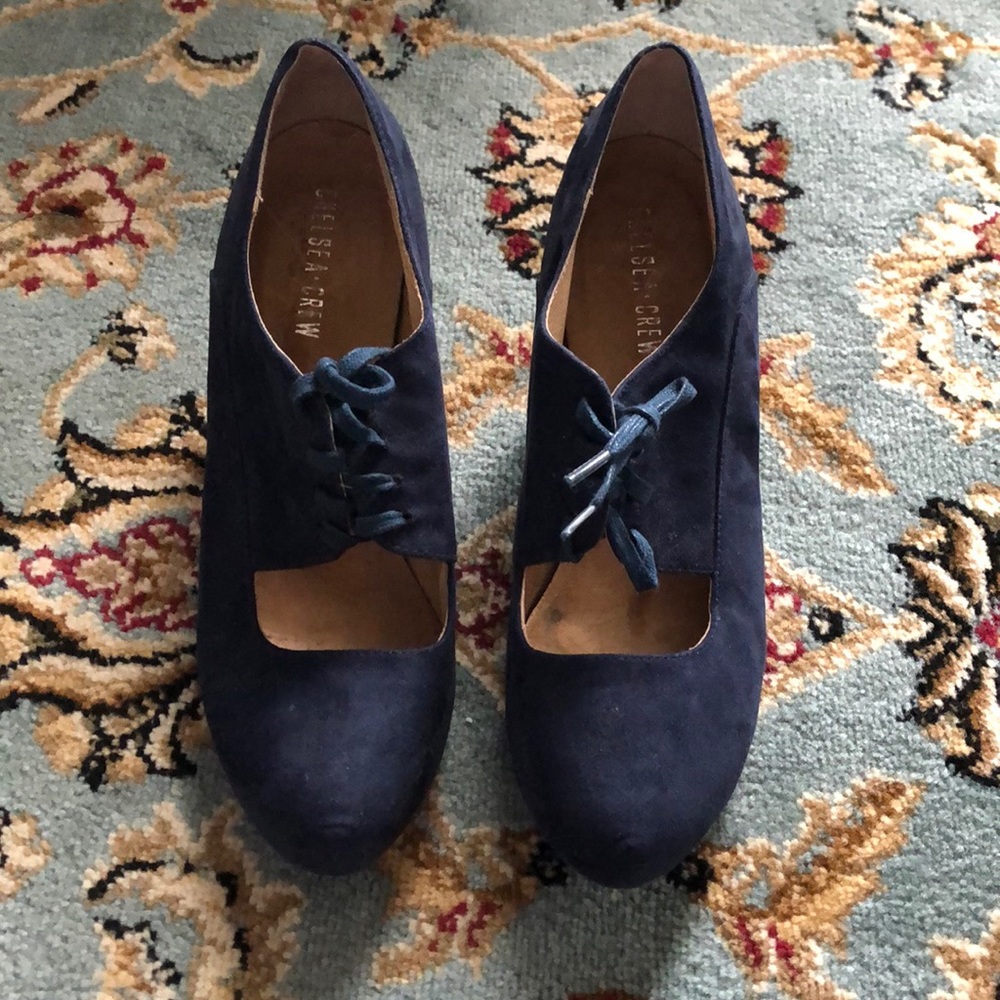 SALE - Chelsea Crew blue velvet heels